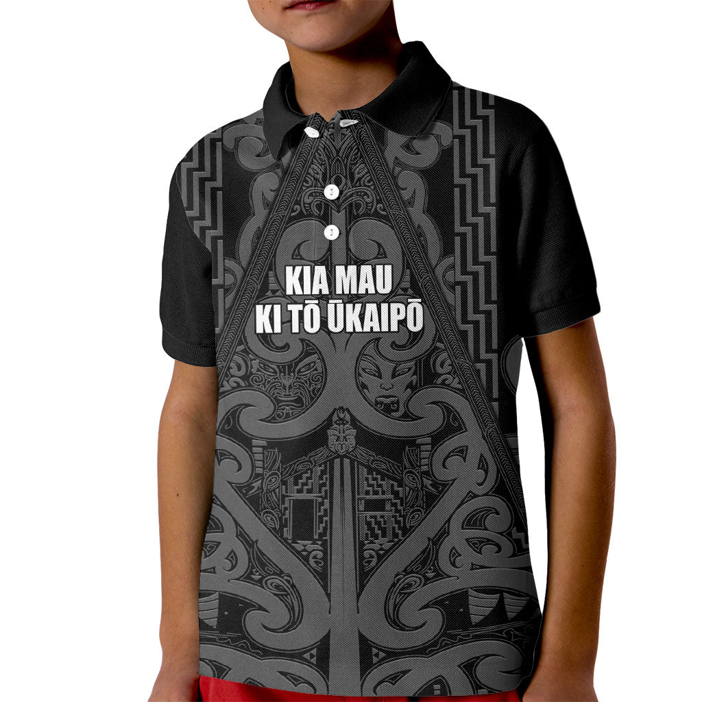 Maori Language Week Personalised Kid Polo Shirt Kia Mau Ki To Ukaipo Grey Color LT14 Kid Grey - Polynesian Pride