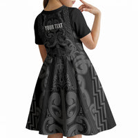 Maori Language Week Personalised Kid Short Sleeve Dress Kia Mau Ki To Ukaipo Grey Color LT14 - Polynesian Pride