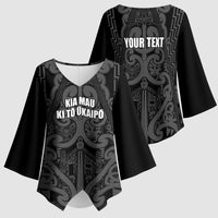 Maori Language Week Personalised Kimono Sleeve Blouse Kia Mau Ki To Ukaipo Grey Color LT14 - Polynesian Pride