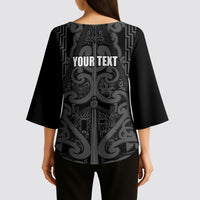 Maori Language Week Personalised Kimono Sleeve Blouse Kia Mau Ki To Ukaipo Grey Color LT14 - Polynesian Pride