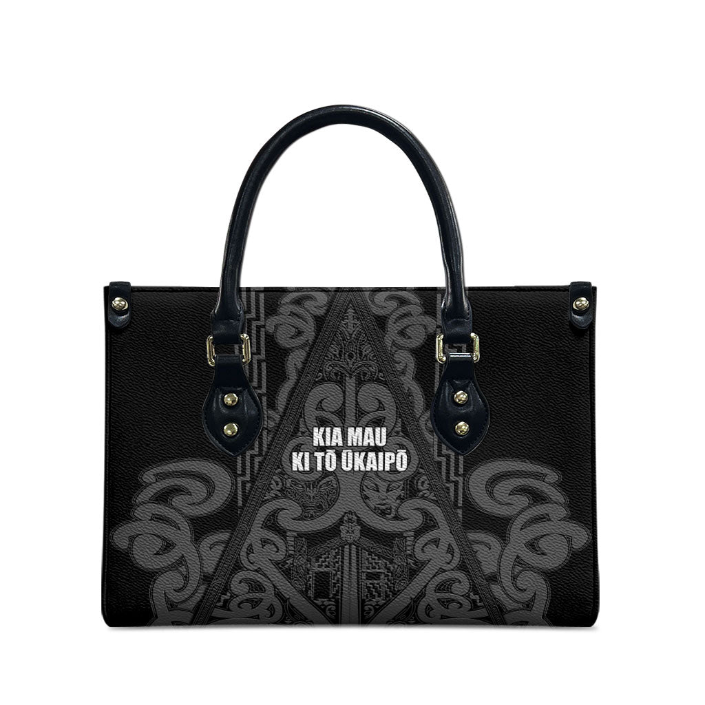 Maori Language Week Leather Bag Kia Mau Ki To Ukaipo Grey Color LT14 - Polynesian Pride