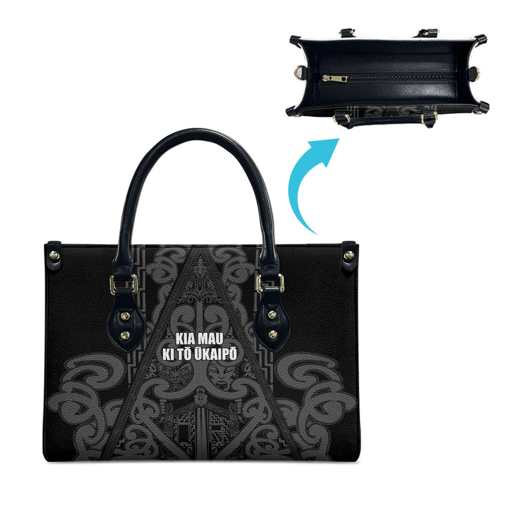 Maori Language Week Leather Bag Kia Mau Ki To Ukaipo Grey Color LT14 - Polynesian Pride