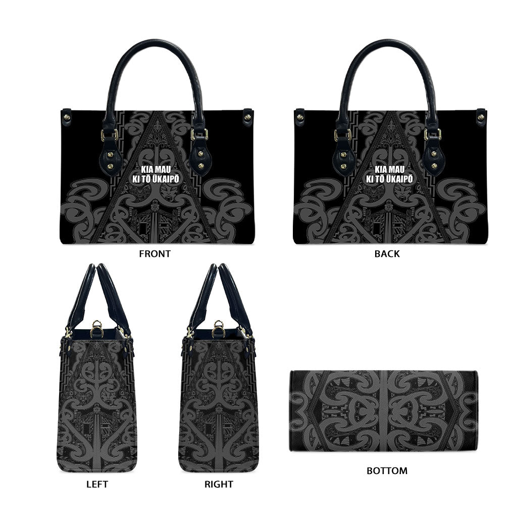 Maori Language Week Leather Bag Kia Mau Ki To Ukaipo Grey Color LT14 - Polynesian Pride