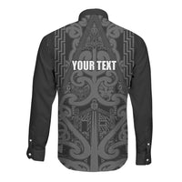Maori Language Week Personalised Long Sleeve Button Shirt Kia Mau Ki To Ukaipo Grey Color LT14 - Polynesian Pride