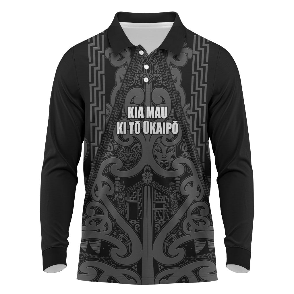 Maori Language Week Personalised Long Sleeve Polo Shirt Kia Mau Ki To Ukaipo Grey Color LT14 Grey - Polynesian Pride