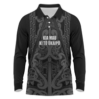 Maori Language Week Personalised Long Sleeve Polo Shirt Kia Mau Ki To Ukaipo Grey Color LT14 Grey - Polynesian Pride