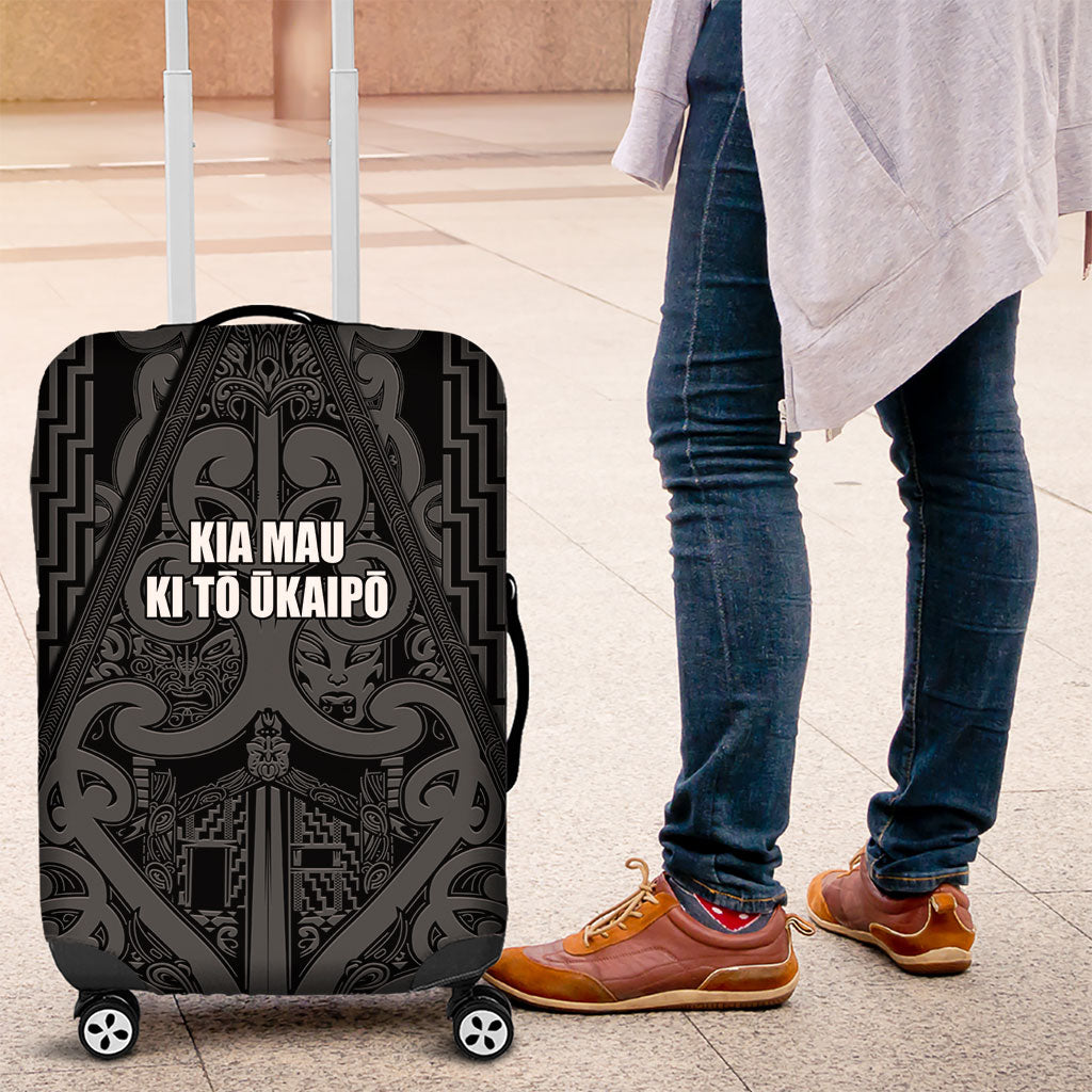 Maori Language Week Luggage Cover Kia Mau Ki To Ukaipo Grey Color