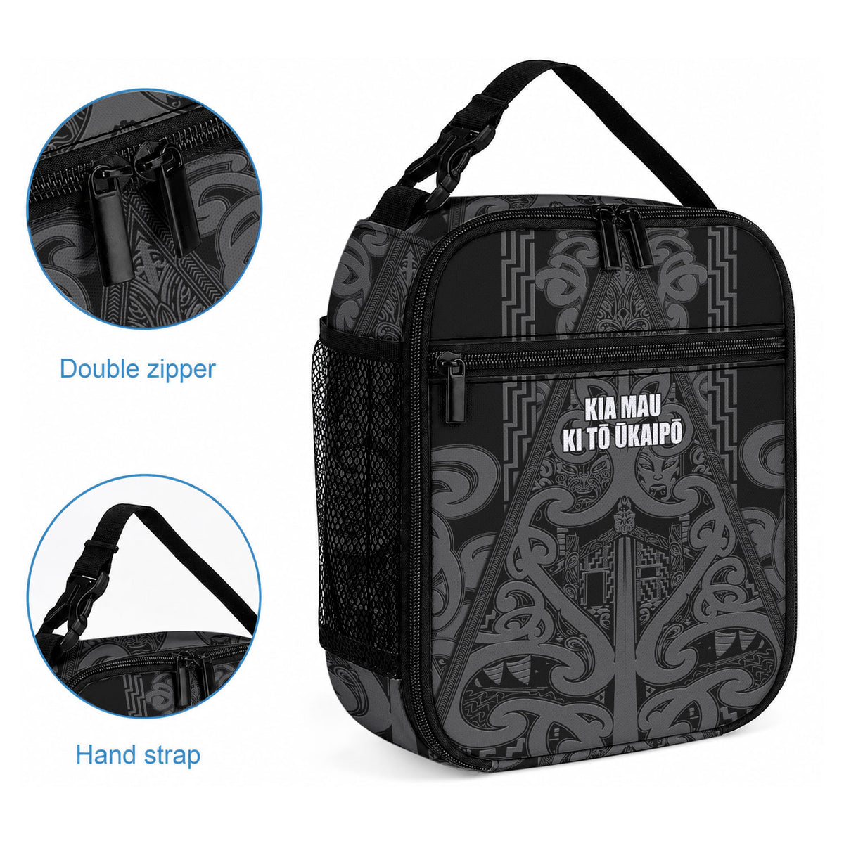 Maori Language Week Lunch Bag Kia Mau Ki To Ukaipo Grey Color