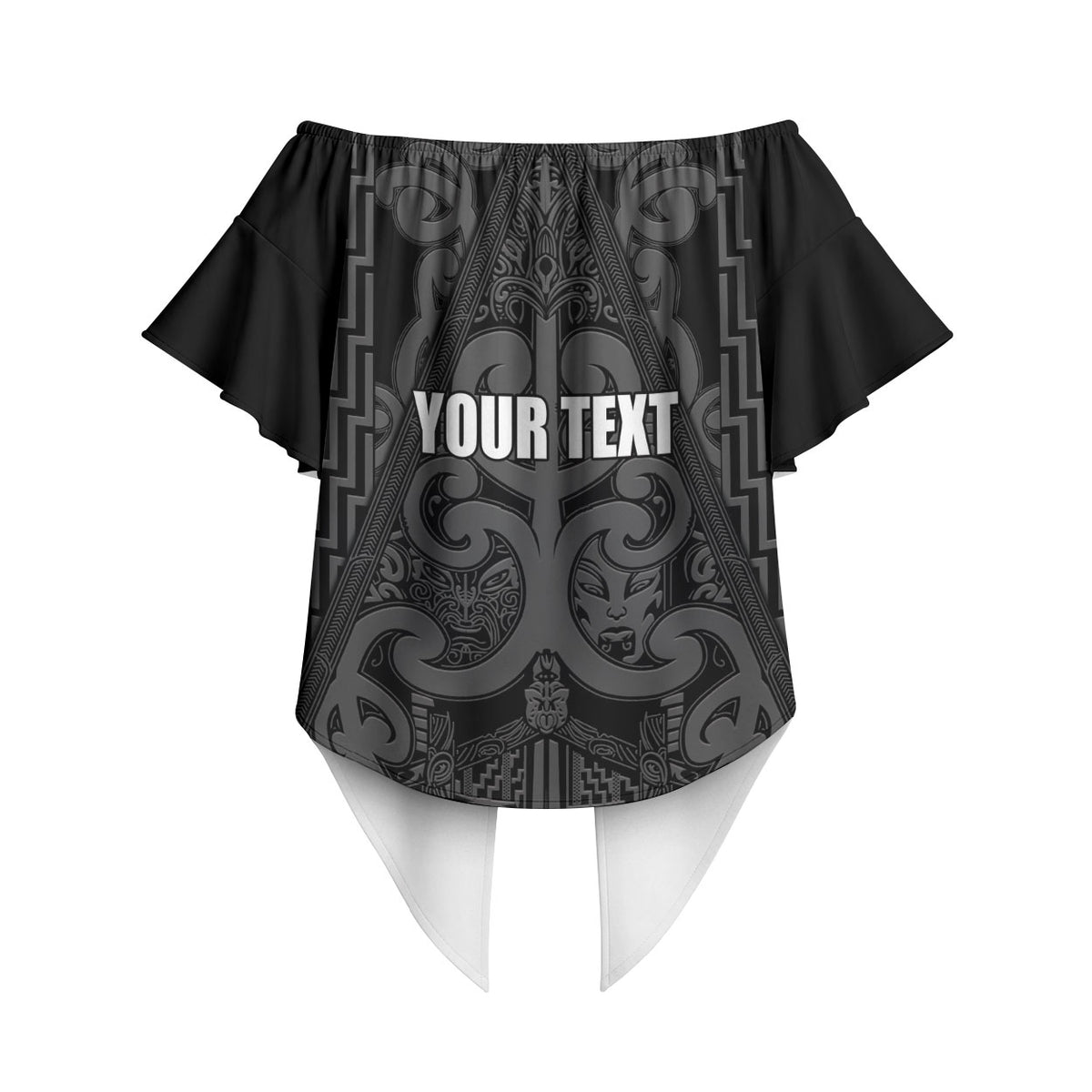 Maori Language Week Personalised Off Shoulder Wrap Waist Top Kia Mau Ki To Ukaipo Grey Color LT14 - Polynesian Pride