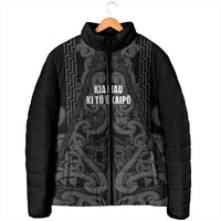Maori Language Week Personalised Padded Jacket Kia Mau Ki To Ukaipo Grey Color
