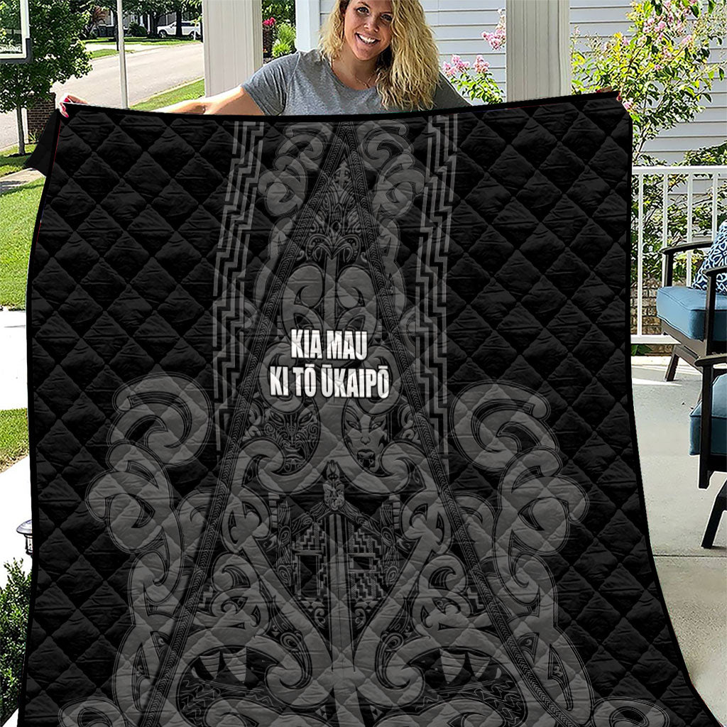 Maori Language Week Quilt Kia Mau Ki To Ukaipo Grey Color