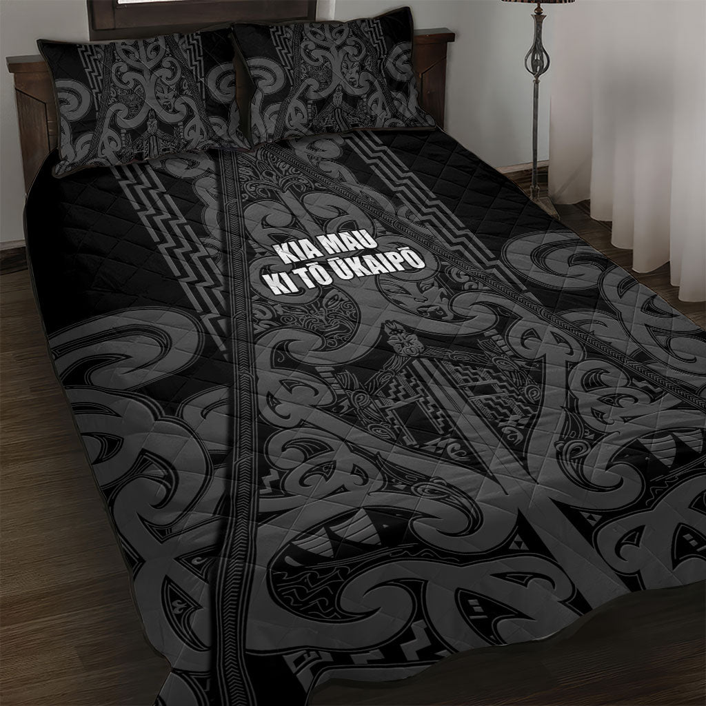 Maori Language Week Quilt Bed Set Kia Mau Ki To Ukaipo Grey Color LT14 Grey - Polynesian Pride