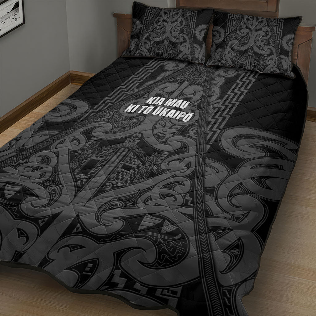 Maori Language Week Quilt Bed Set Kia Mau Ki To Ukaipo Grey Color LT14 - Polynesian Pride