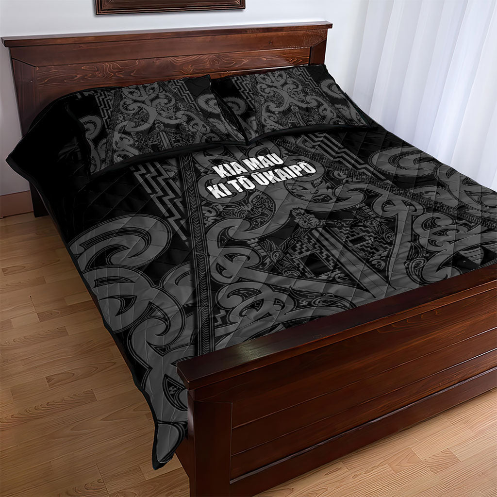Maori Language Week Quilt Bed Set Kia Mau Ki To Ukaipo Grey Color LT14 - Polynesian Pride