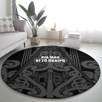 Maori Language Week Round Carpet Kia Mau Ki To Ukaipo Grey Color LT14 - Polynesian Pride