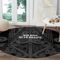 Maori Language Week Round Carpet Kia Mau Ki To Ukaipo Grey Color LT14 - Polynesian Pride