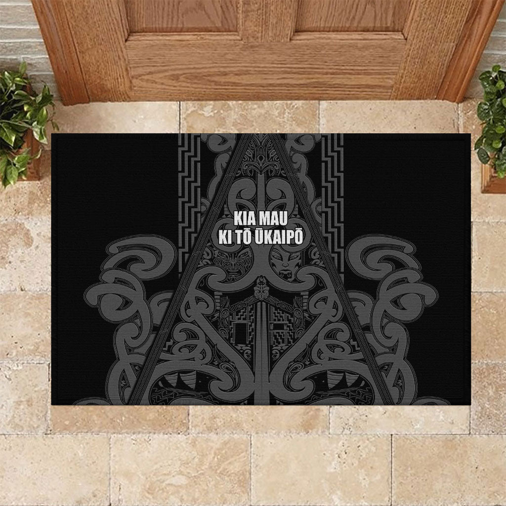 Maori Language Week Rubber Doormat Kia Mau Ki To Ukaipo Grey Color LT14 Grey - Polynesian Pride