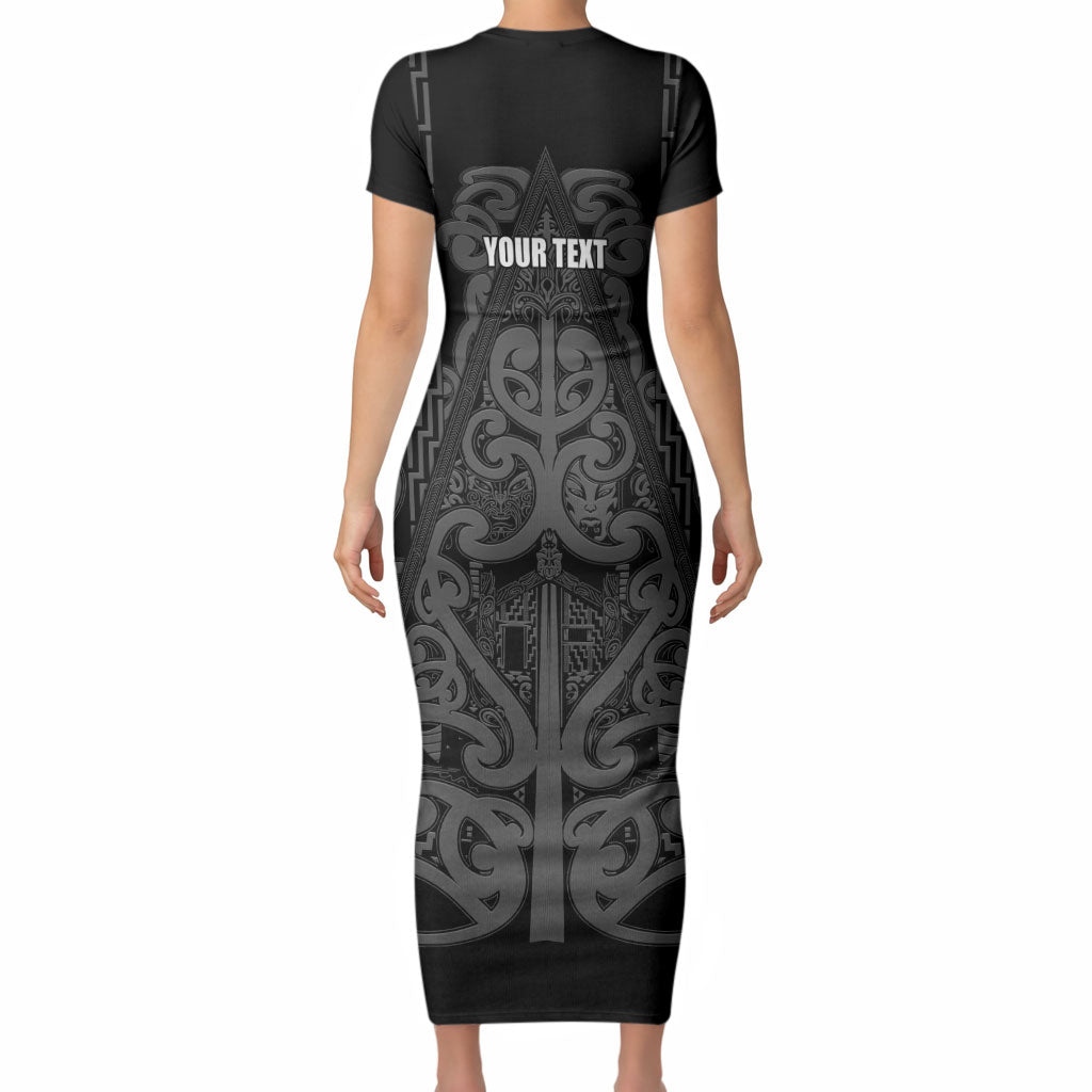 Maori Language Week Personalised Short Sleeve Bodycon Dress Kia Mau Ki To Ukaipo Grey Color