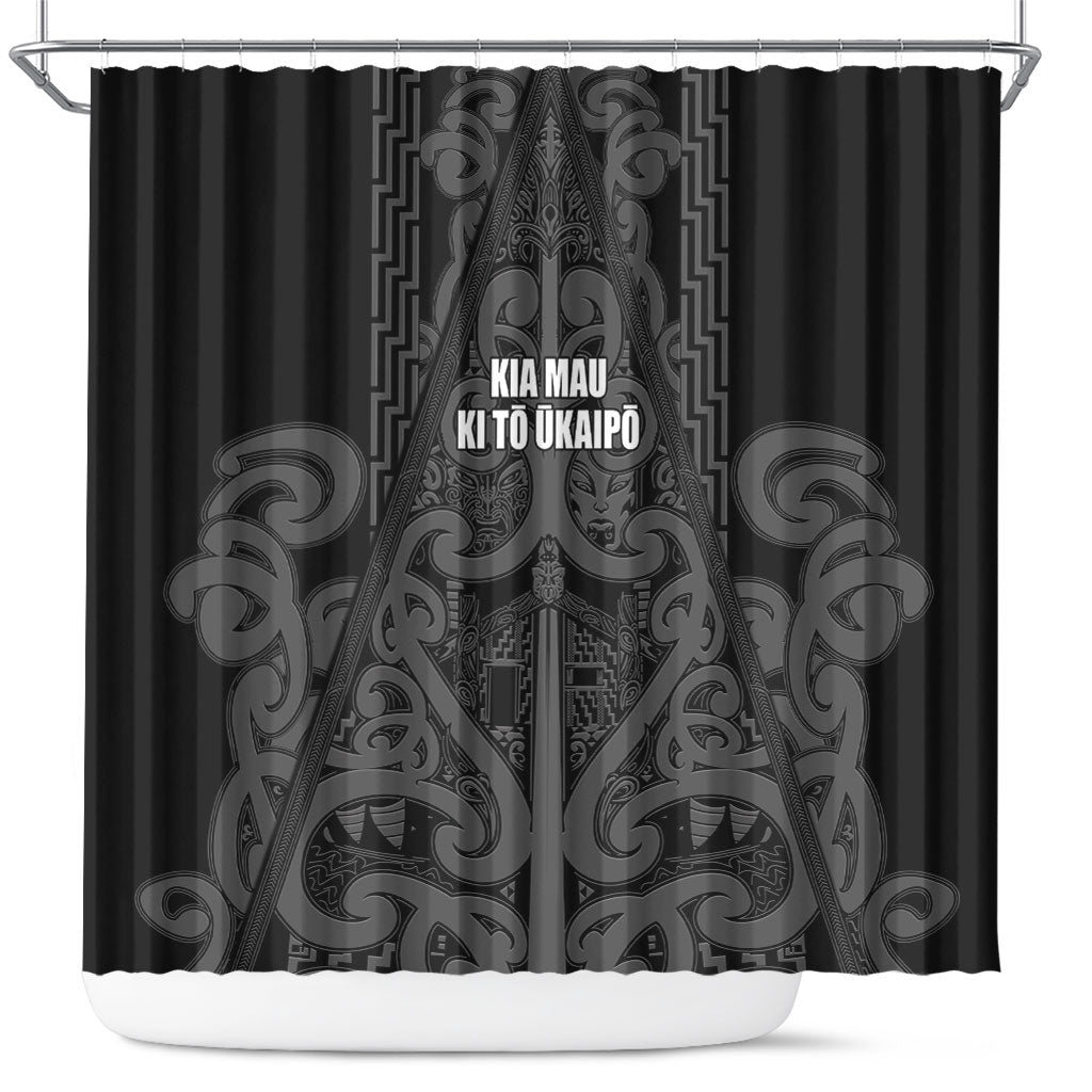 Maori Language Week Shower Curtain Kia Mau Ki To Ukaipo Grey Color LT14 Grey - Polynesian Pride