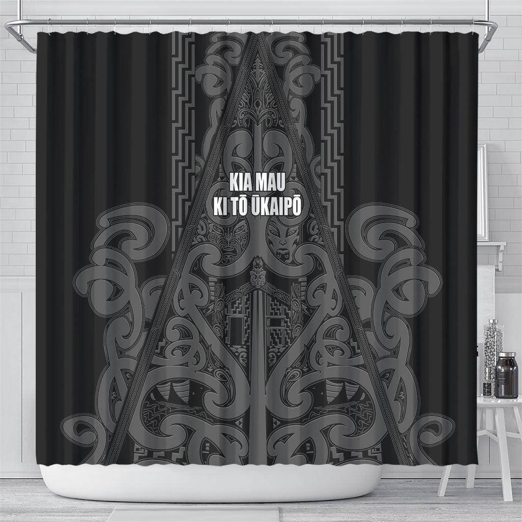 Maori Language Week Shower Curtain Kia Mau Ki To Ukaipo Grey Color LT14 - Polynesian Pride
