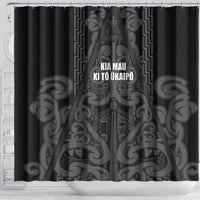 Maori Language Week Shower Curtain Kia Mau Ki To Ukaipo Grey Color LT14 - Polynesian Pride