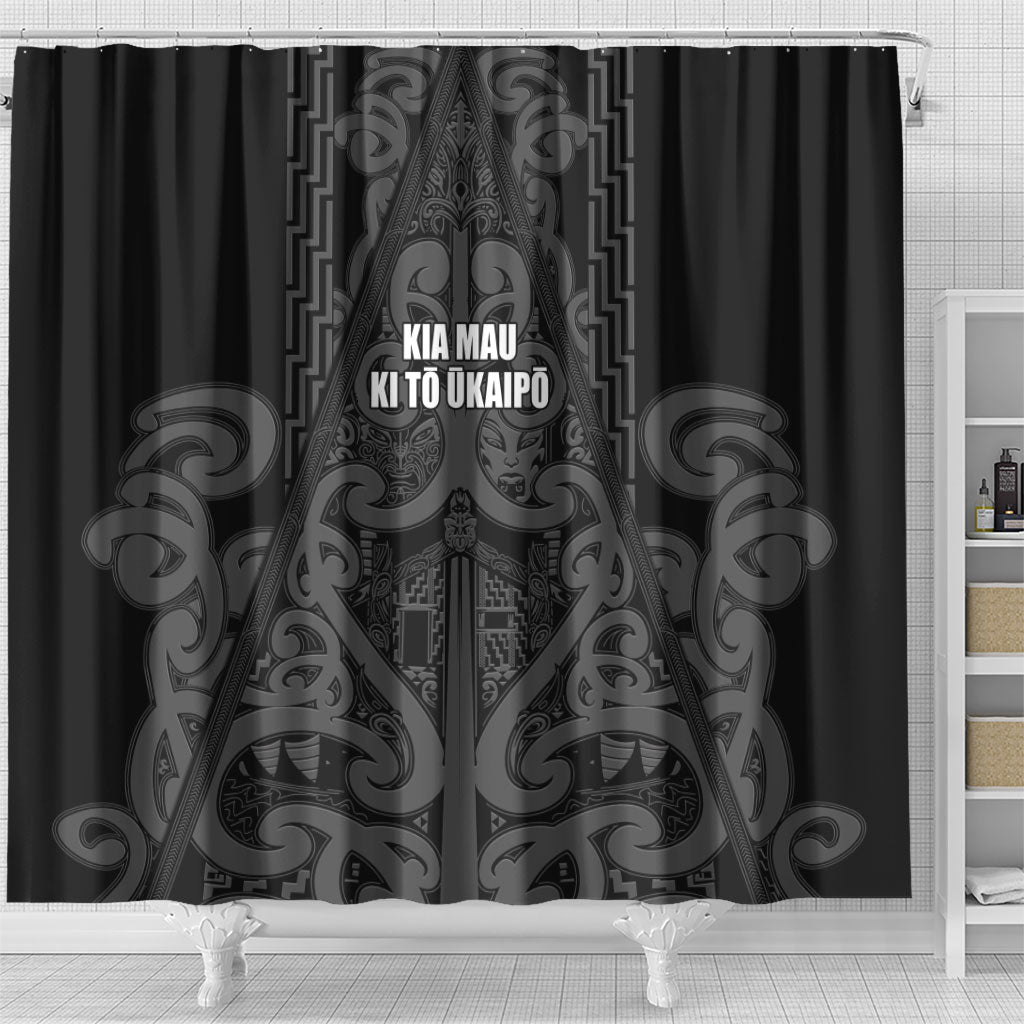Maori Language Week Shower Curtain Kia Mau Ki To Ukaipo Grey Color LT14 - Polynesian Pride