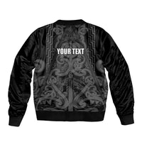 Maori Language Week Personalised Sleeve Zip Bomber Jacket Kia Mau Ki To Ukaipo Grey Color LT14 - Polynesian Pride