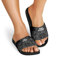 Maori Language Week Slide Sandals Kia Mau Ki To Ukaipo Grey Color