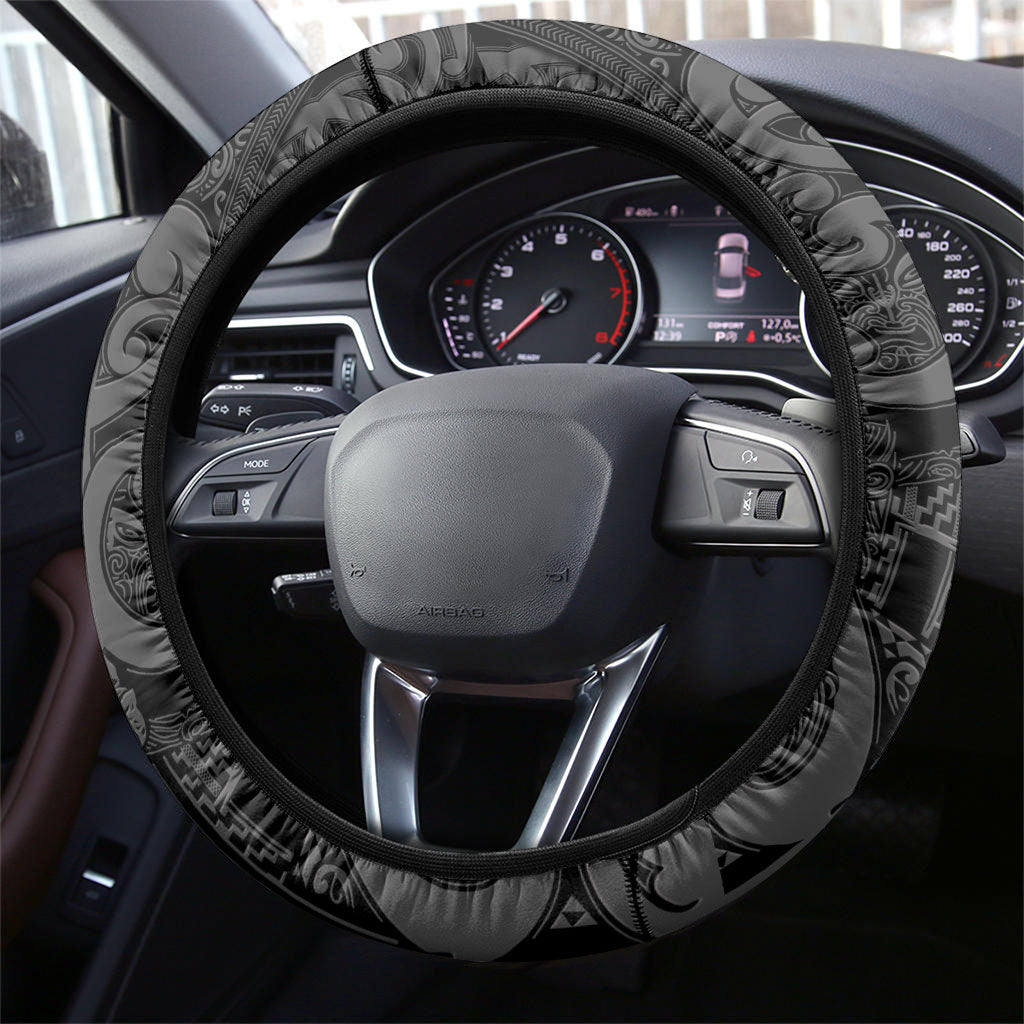 Maori Language Week Steering Wheel Cover Kia Mau Ki To Ukaipo Grey Color