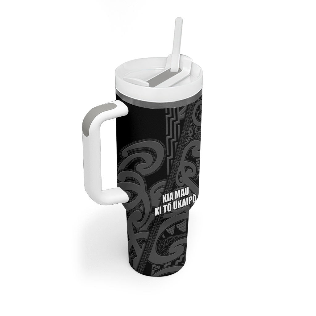 Maori Language Week Personalised Tumbler With Handle Kia Mau Ki To Ukaipo Grey Color LT14 - Polynesian Pride