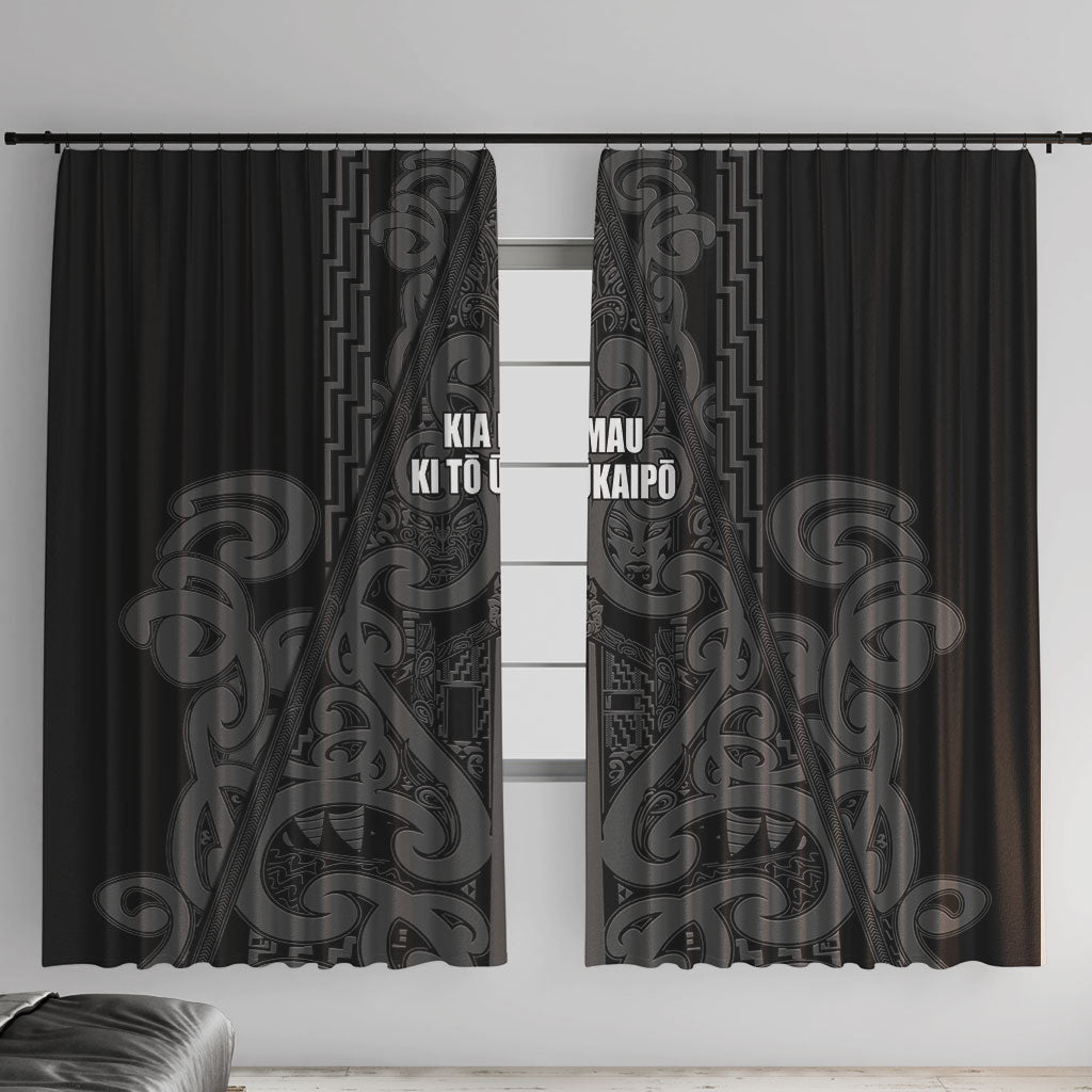 Maori Language Week Window Curtain Kia Mau Ki To Ukaipo Grey Color