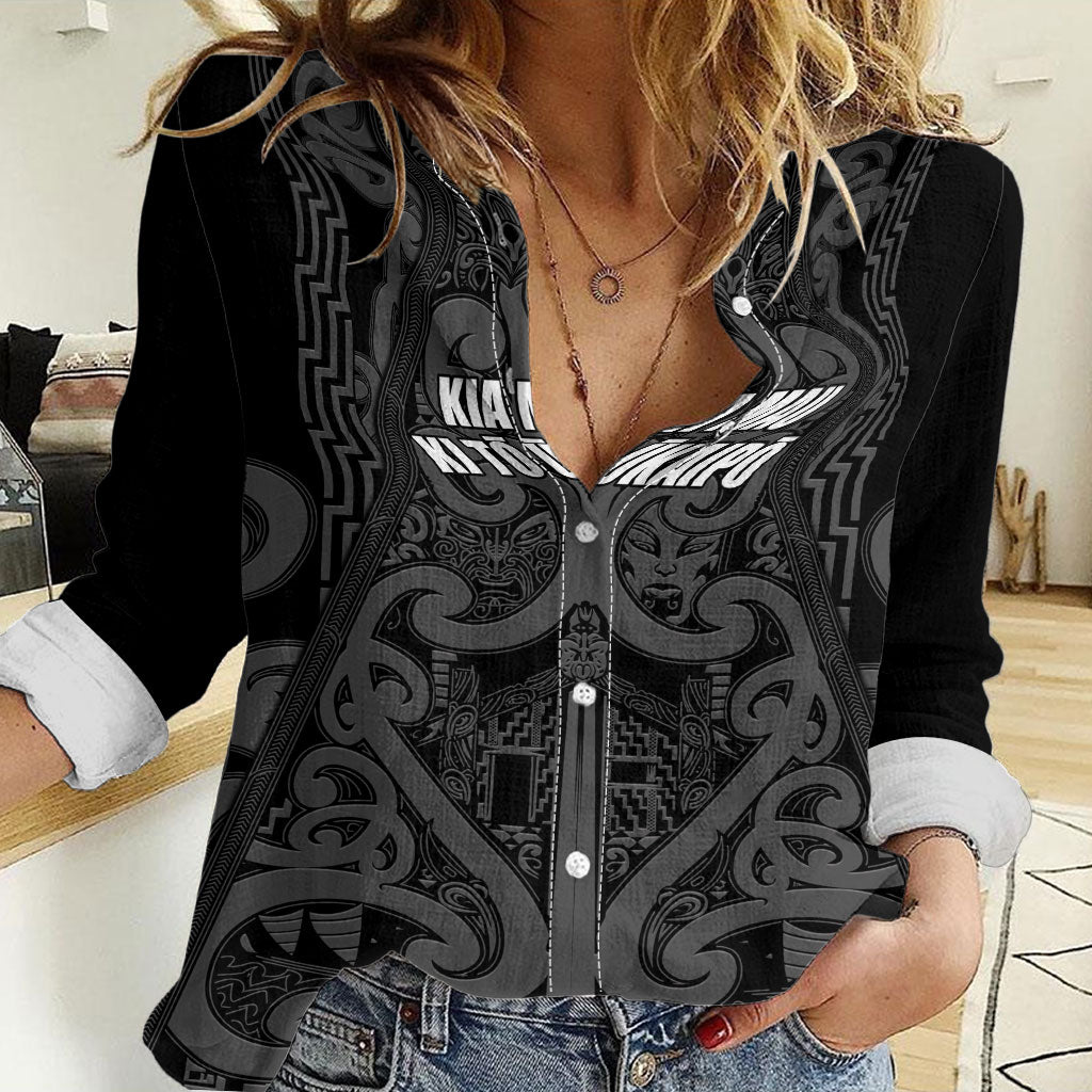 Maori Language Week Personalised Women Casual Shirt Kia Mau Ki To Ukaipo Grey Color LT14 Female Grey - Polynesian Pride
