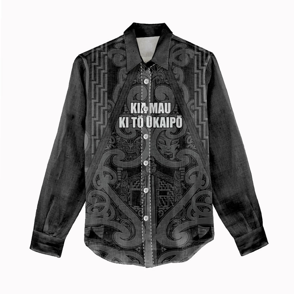 Maori Language Week Personalised Women Casual Shirt Kia Mau Ki To Ukaipo Grey Color LT14 - Polynesian Pride
