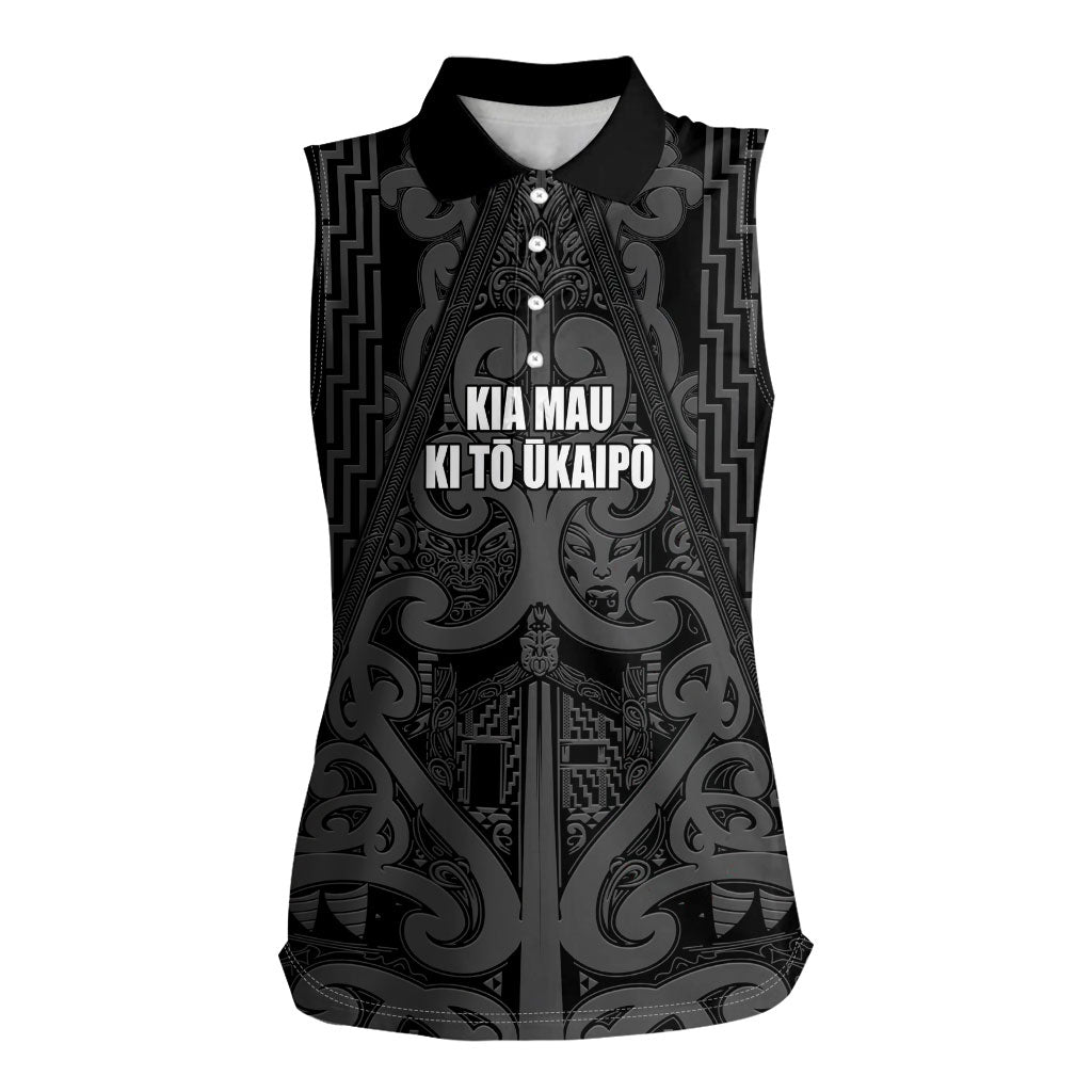 Maori Language Week Personalised Women Sleeveless Polo Shirt Kia Mau Ki To Ukaipo Grey Color LT14 Female Grey - Polynesian Pride