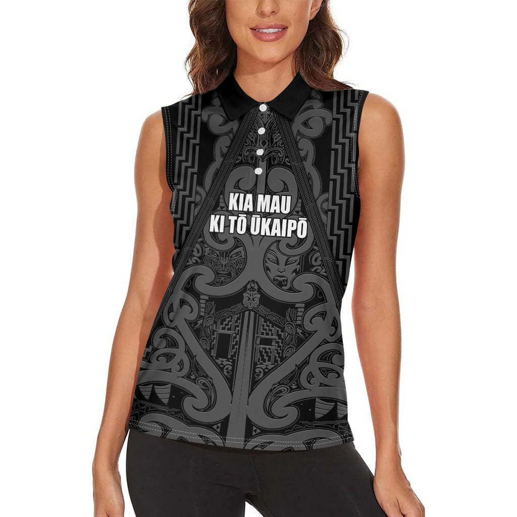 Maori Language Week Personalised Women Sleeveless Polo Shirt Kia Mau Ki To Ukaipo Grey Color LT14 - Polynesian Pride