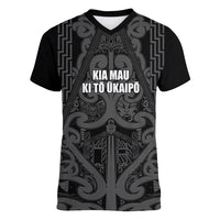Maori Language Week Personalised Women V-Neck T-Shirt Kia Mau Ki To Ukaipo Grey Color LT14 Female Grey - Polynesian Pride
