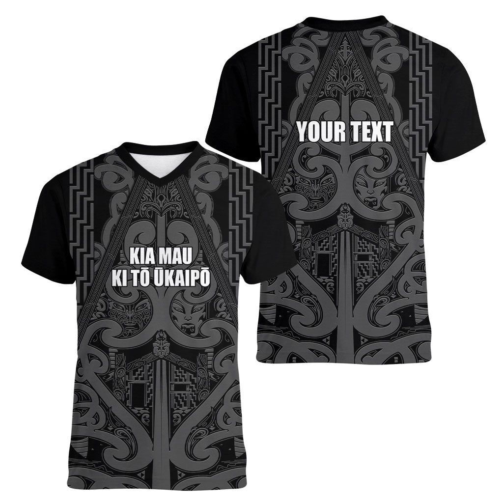 Maori Language Week Personalised Women V-Neck T-Shirt Kia Mau Ki To Ukaipo Grey Color LT14 - Polynesian Pride