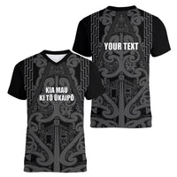 Maori Language Week Personalised Women V-Neck T-Shirt Kia Mau Ki To Ukaipo Grey Color LT14 - Polynesian Pride