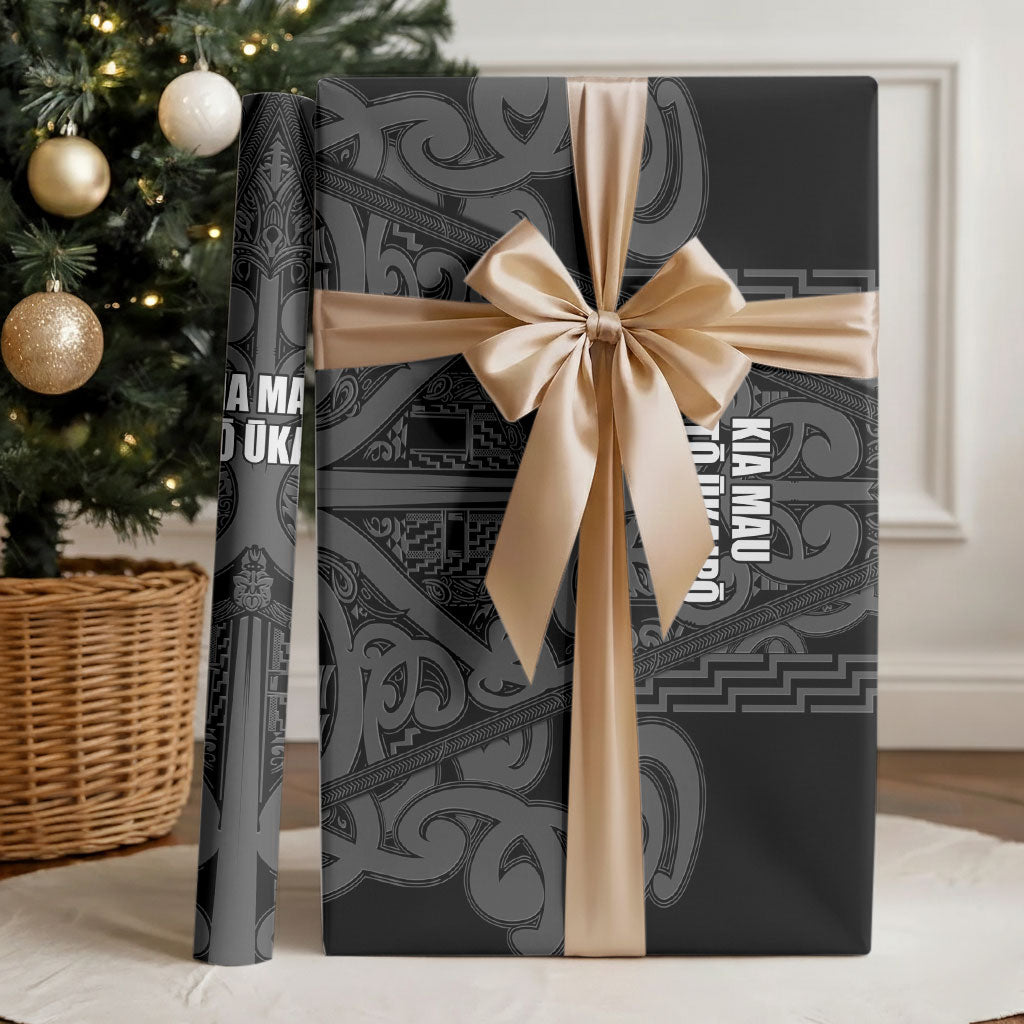 Maori Language Week Wrapping Paper Kia Mau Ki To Ukaipo Grey Color LT14 - Polynesian Pride