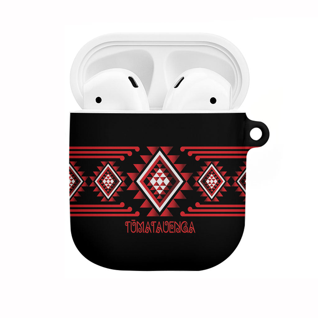 Aotearoa Atua Tumatauenga AirPods Case Maori God Of War Taniko Motifs LT14 Red - Polynesian Pride