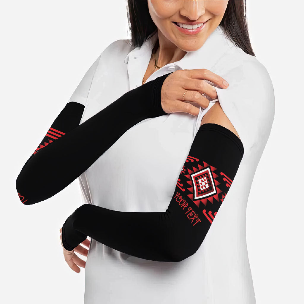 Aotearoa Atua Tumatauenga Personalised Arm Sleeves Maori God Of War Taniko Motifs LT14 - Polynesian Pride