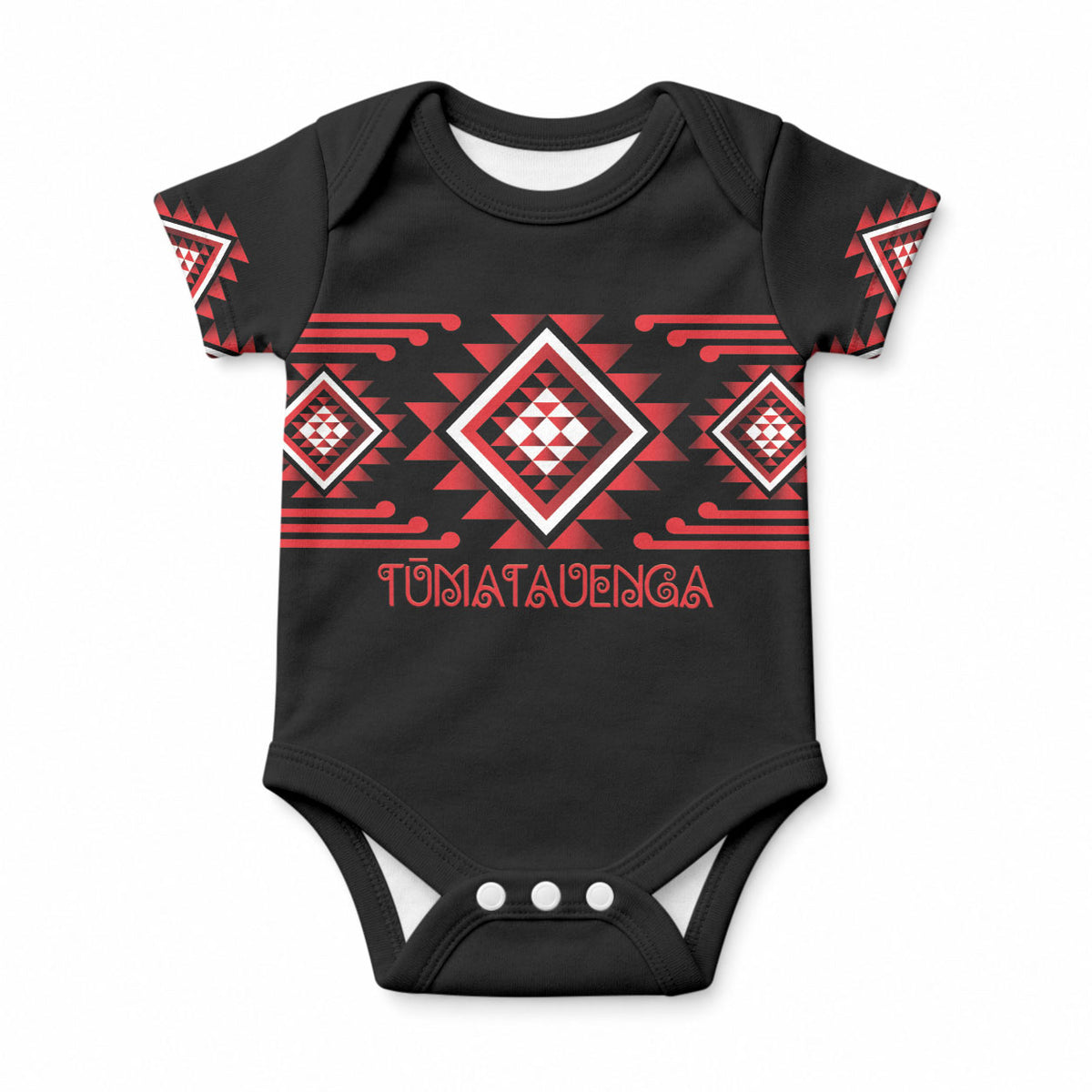Aotearoa Atua Tumatauenga Personalised Baby Onesie Maori God Of War Taniko Motifs
