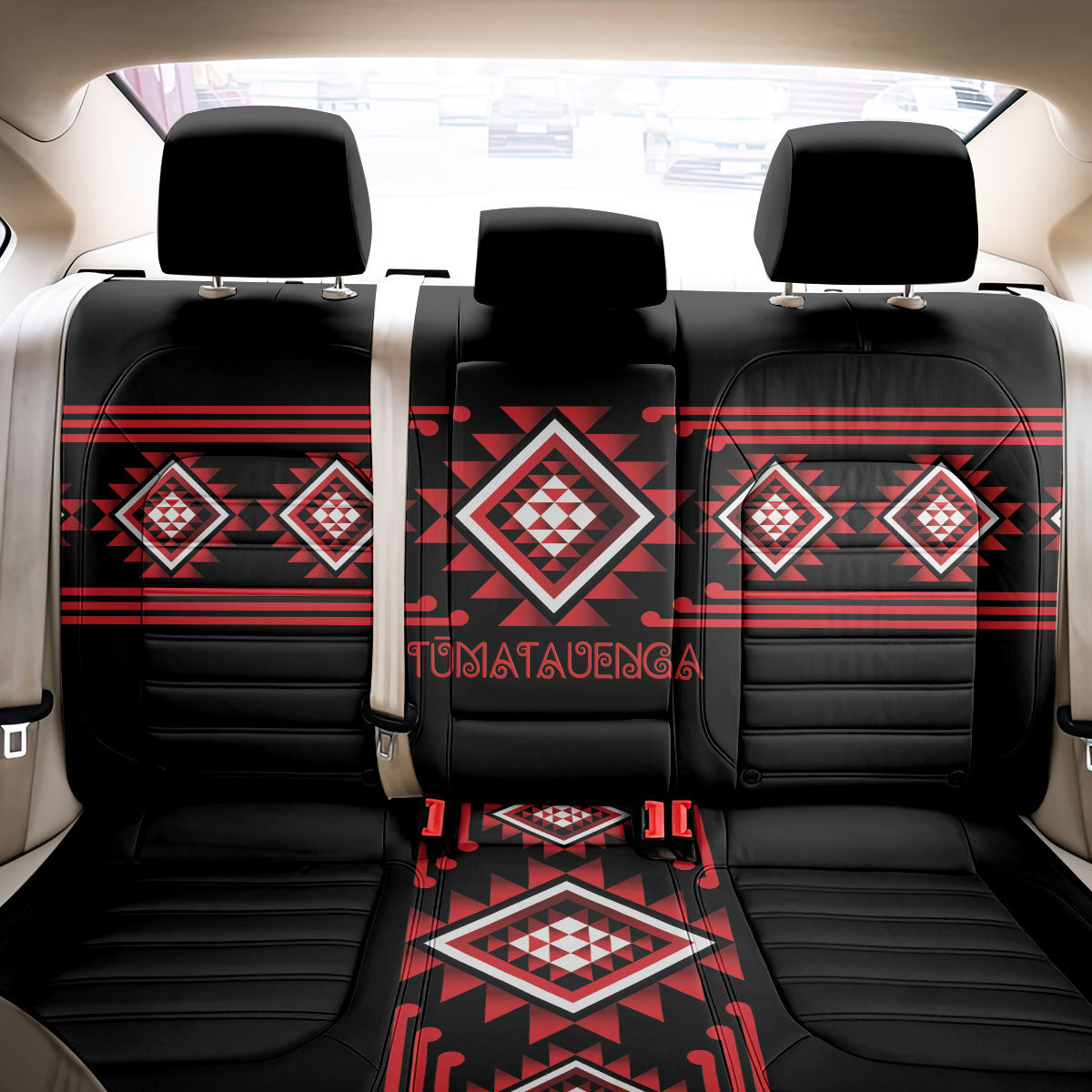 Aotearoa Atua Tumatauenga Back Car Seat Cover Maori God Of War Taniko Motifs LT14 - Polynesian Pride