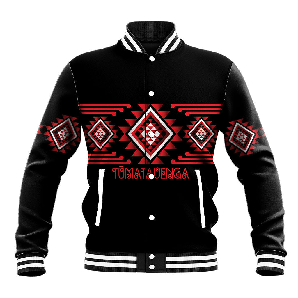 Aotearoa Atua Tumatauenga Personalised Baseball Jacket Maori God Of War Taniko Motifs LT14 Unisex Red - Polynesian Pride