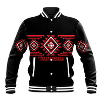 Aotearoa Atua Tumatauenga Personalised Baseball Jacket Maori God Of War Taniko Motifs LT14 Unisex Red - Polynesian Pride