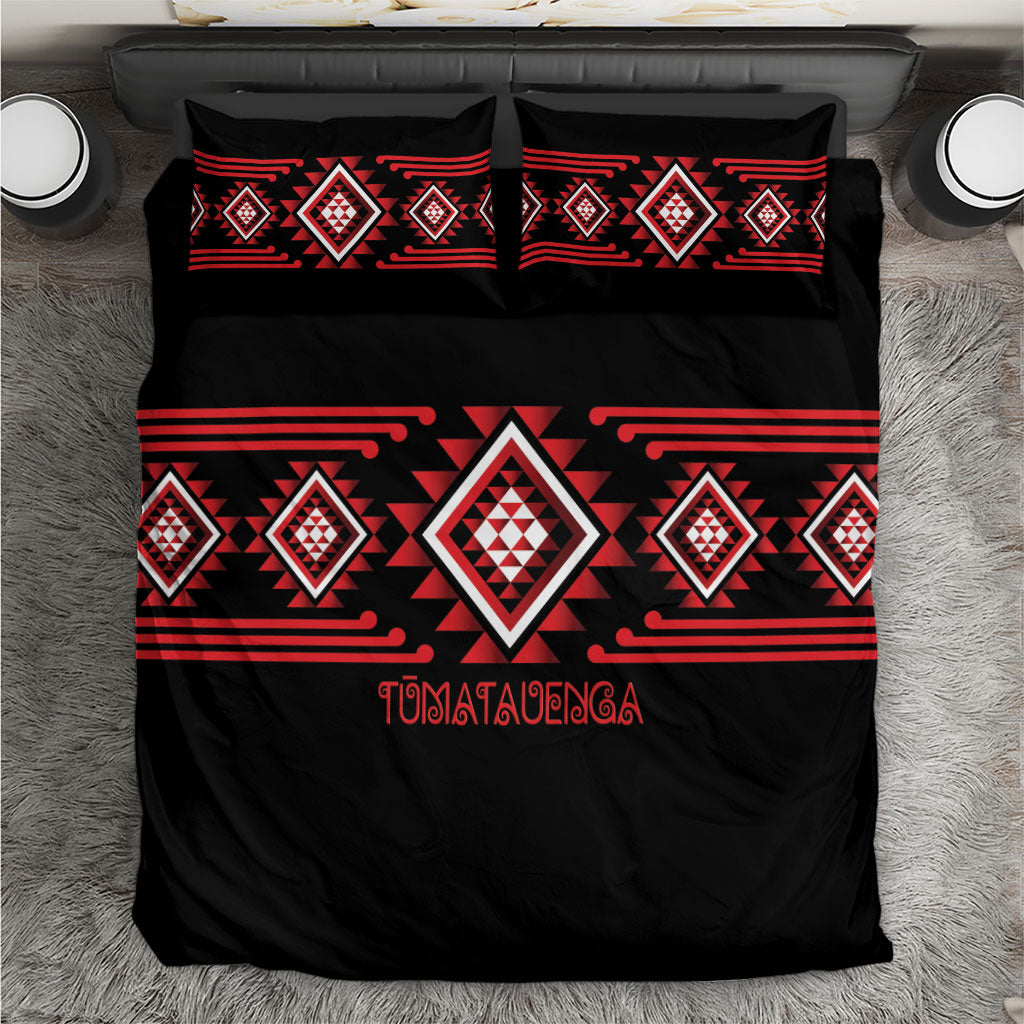 Aotearoa Atua Tumatauenga Bedding Set Maori God Of War Taniko Motifs LT14 Red - Polynesian Pride