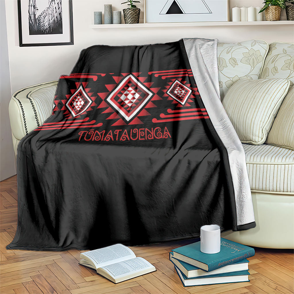 Aotearoa Atua Tumatauenga Blanket Maori God Of War Taniko Motifs LT14 Red - Polynesian Pride