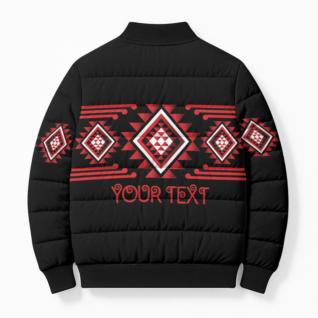 Aotearoa Atua Tumatauenga Personalised Bomber Puffer Jacket Maori God Of War Taniko Motifs LT14 - Polynesian Pride