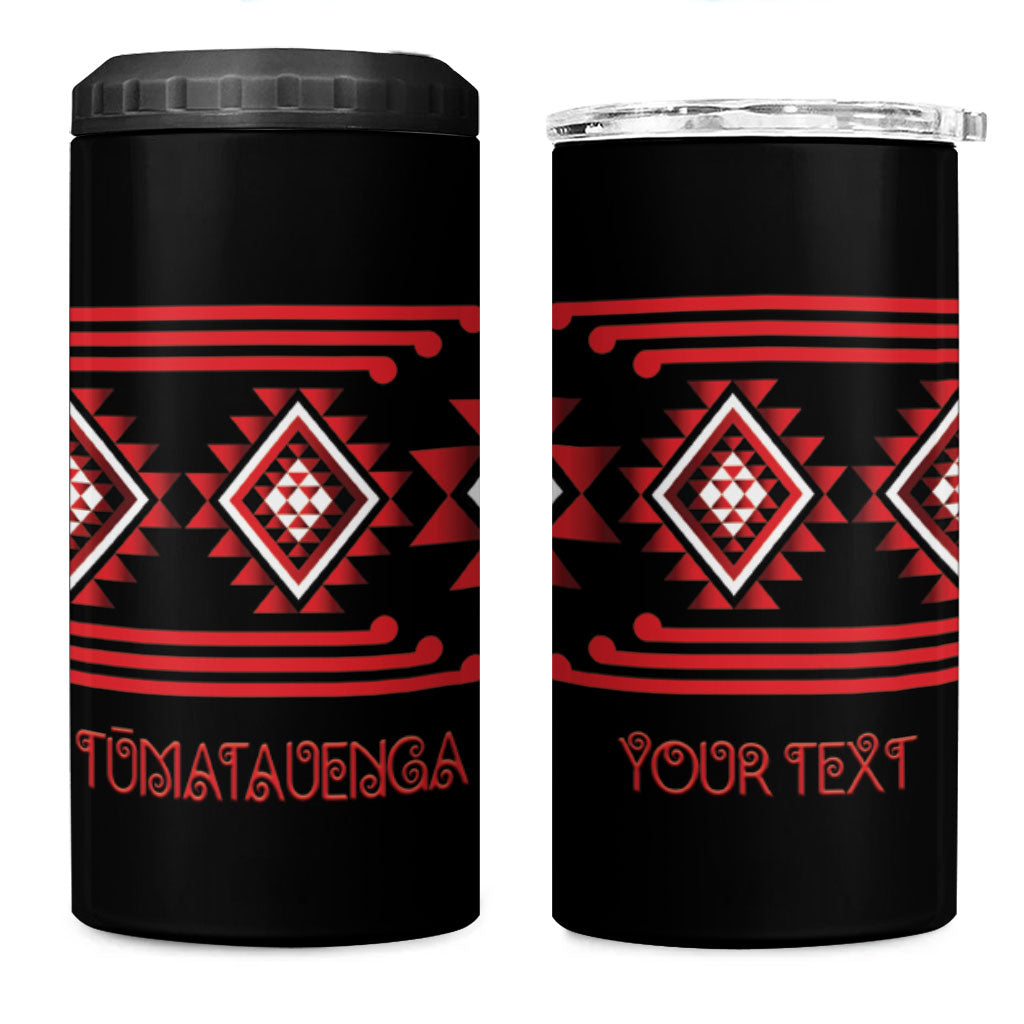 Aotearoa Atua Tumatauenga Personalised 4 in 1 Can Cooler Tumbler Maori God Of War Taniko Motifs LT14 One Size: 16 oz Red - Polynesian Pride