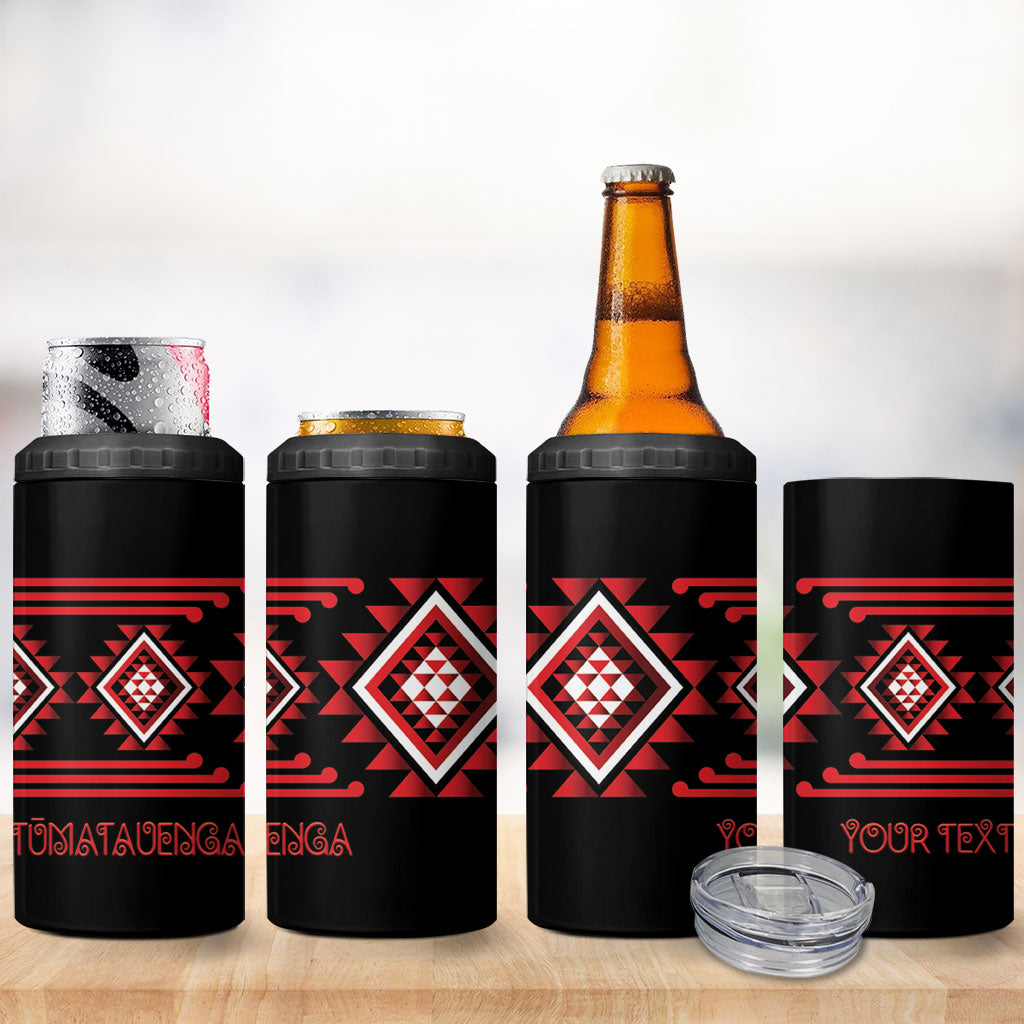 Aotearoa Atua Tumatauenga Personalised 4 in 1 Can Cooler Tumbler Maori God Of War Taniko Motifs LT14 - Polynesian Pride